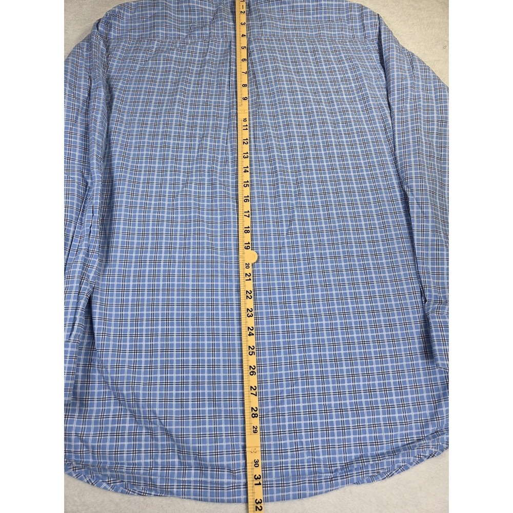 Peter Millar Crown Crafted Blue Plaid Button Down Men's Large Golf Dress Shirt - Picture 8 of 9